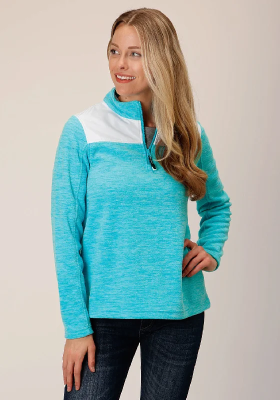 Women's Tailored Outfit Roper Womens Micro Heather Turquoise 100% Polyester Fleece Jacket