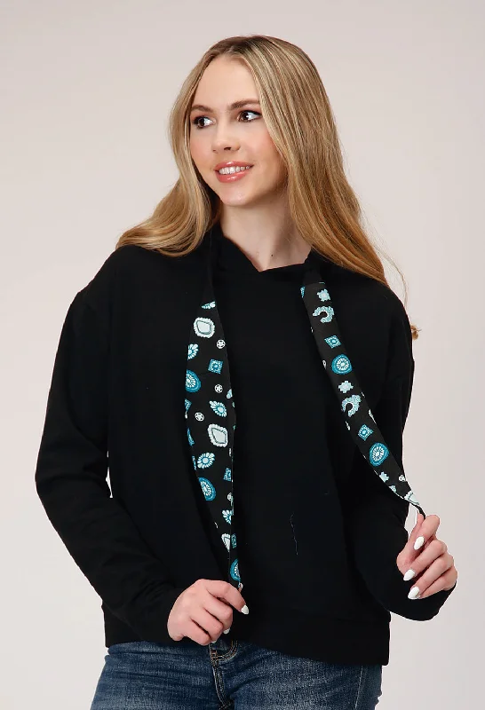 Women's Evening Attire Roper Womens Slouchy Fleece Black 100% Cotton Hoodie
