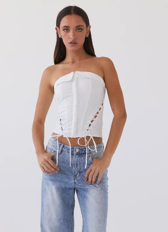 Women's Comfortable Lounge Outfit Be My Soulmate Bustier Top - White