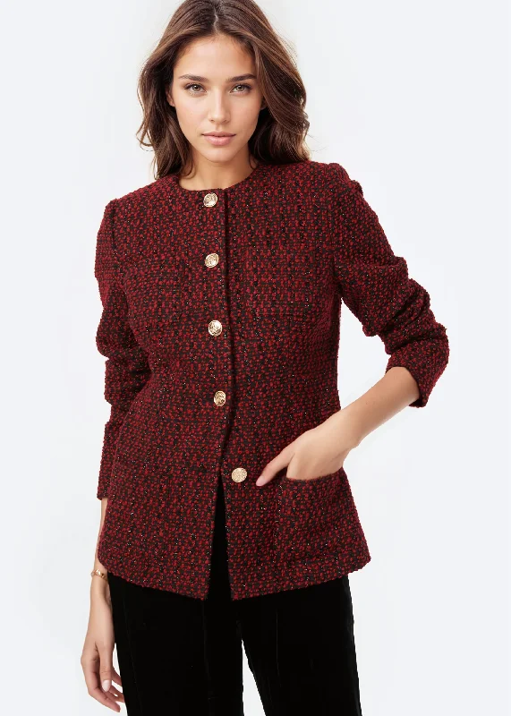 Casual Apparel For Women Wrenley Metallic Tweed Jacket Red Tweed