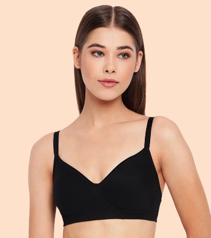 Women's Active Clothing Enamor Fab-Cool A042 Side Support Shaper  Stretch Cotton Everyday Bra for Women- High Coverage, Non Padded and Wirefree - Black