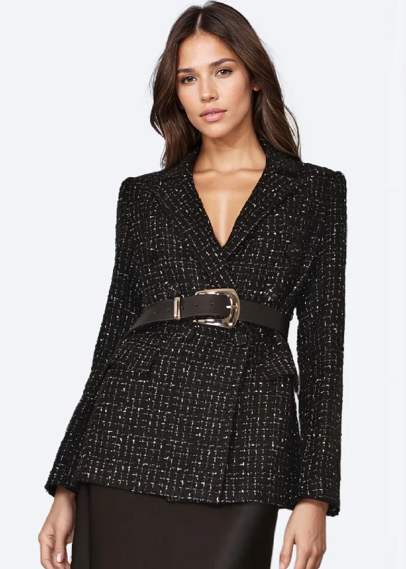 Women's Everyday Apparel Bruna Oversized Tweed Blazer Windowpane