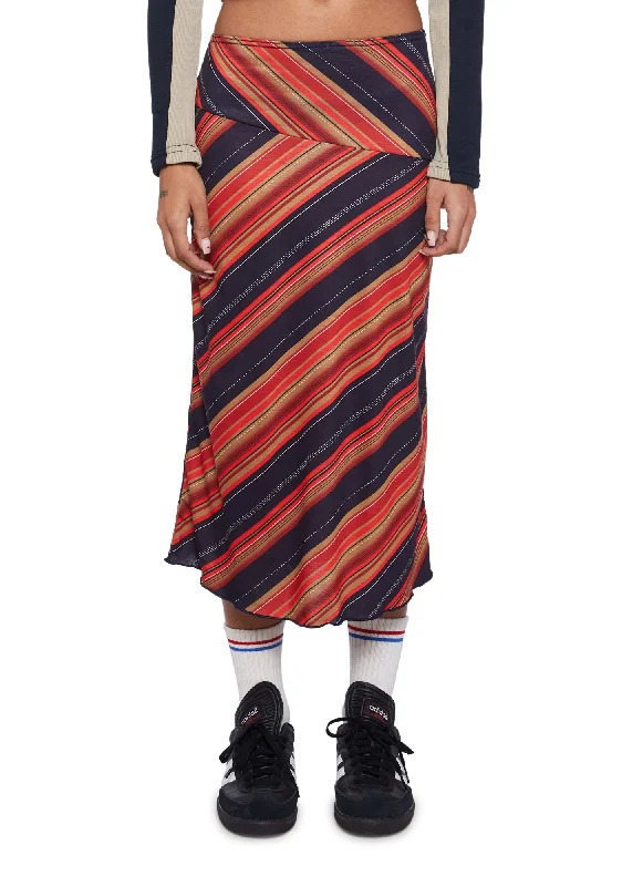 Women's Vintage Clothes Asymmetric Midi Skirt