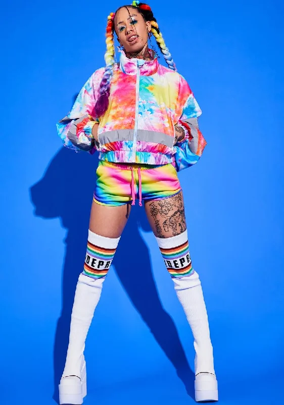 Women's Cozy Winter Attire Confidence Is Key Rainbow Windbreaker