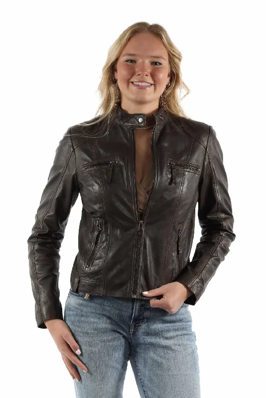 Women's Stylish Vacation Attire Scully Womens Vintage Cafe Racer Brown Lamb Leather Leather Jacket Women's Stylish Vacation Attire Scully Womens Vintage Cafe Racer Brown Lamb Leather Leather Jacket