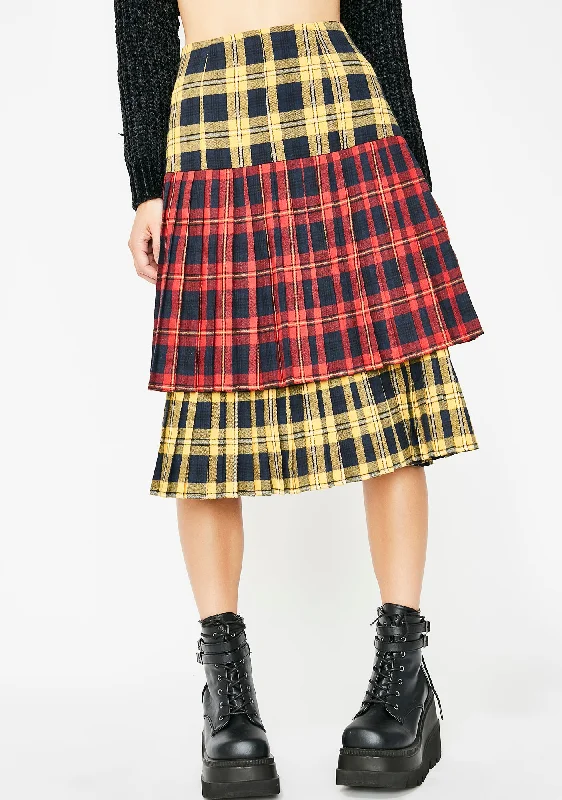 Stylish Women's Garments For Holidays Sunday Skool Plaid Skirt