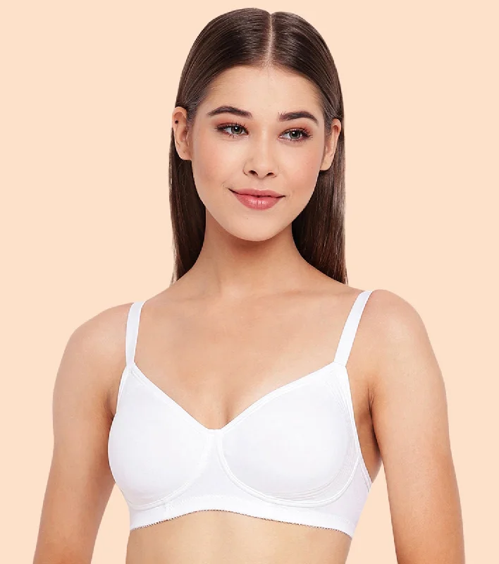 Luxury Women's Clothing Enamor Fab-Cool A042 Side Support Shaper  Stretch Cotton Everyday Bra for Women- High Coverage, Non Padded and Wirefree - White