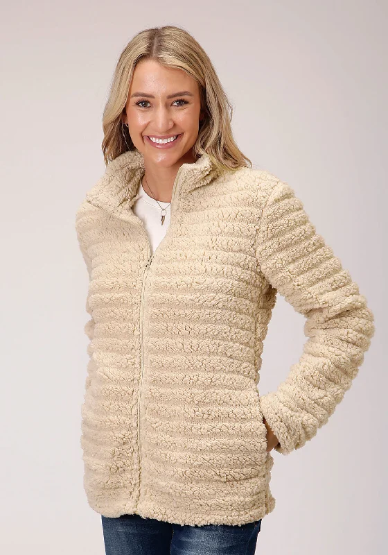 Women's Date Night Outfit Roper Womens Cream Polyester Faux Mink Fleece Jacket