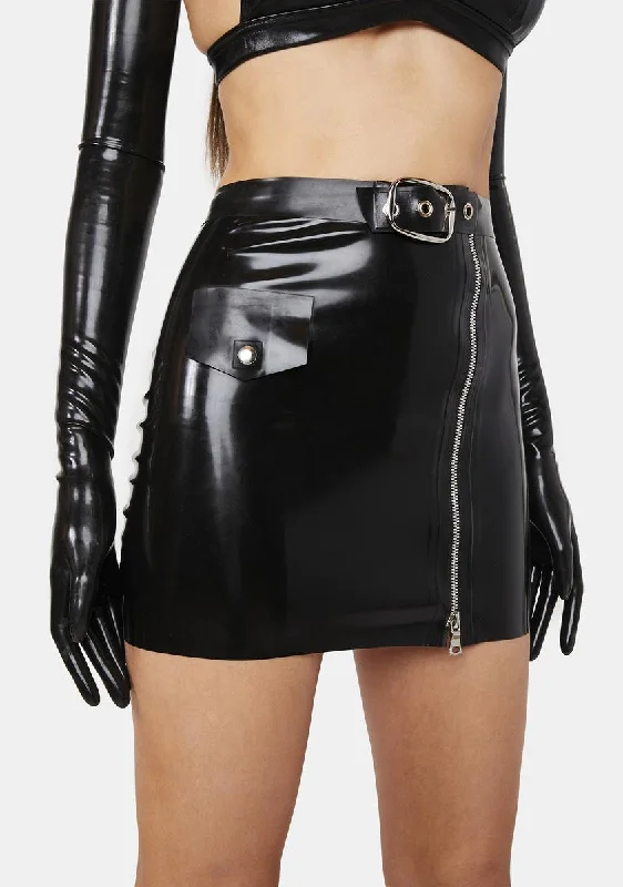 Women's Clothing For Casual Outings Latex Moto Skirt