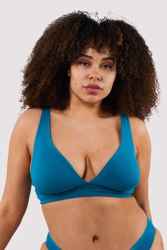 Women's Outerwear Attire Second Skin Teal Recycled Triangle Bra