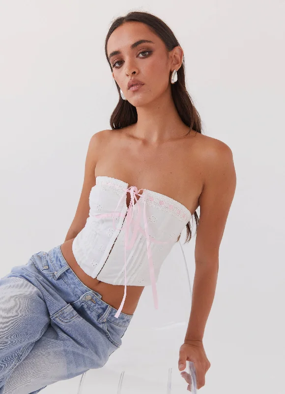 Women's Date Night Outfit All My Affection Bustier Top - Pink Ribbon