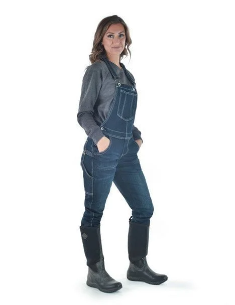 Women's Professional Outfit Cowgirl Tuff Womens Flannel Tuck-In Dark Wash Cotton Blend Bib Overall Women's Professional Outfit Cowgirl Tuff Womens Flannel Tuck-In Dark Wash Cotton Blend Bib Overall