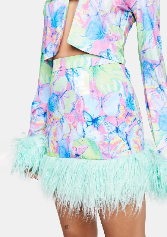Sustainable Fashion Clothing For Women Metamorphosis Fur Trim A-Line Mini Skirt