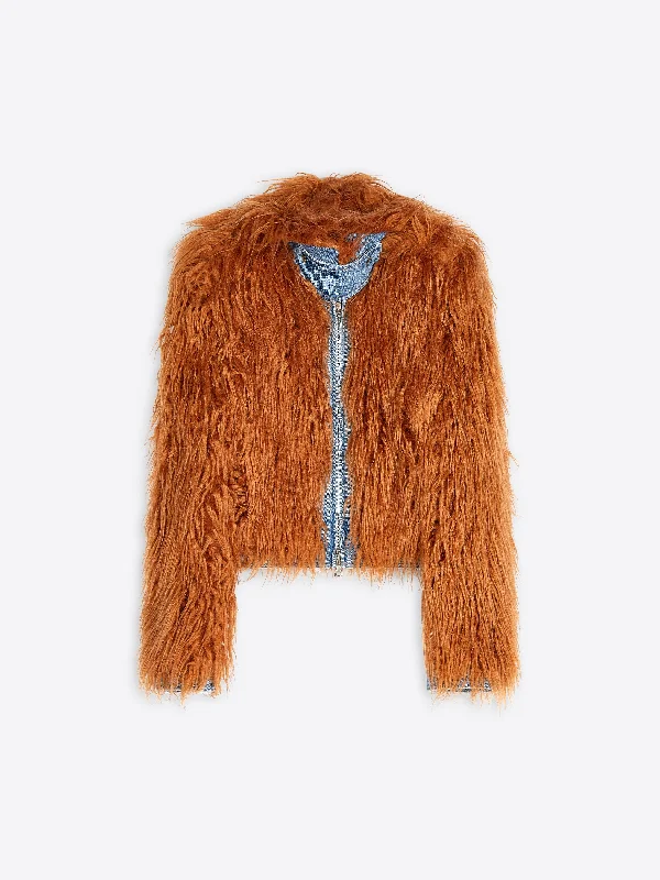 Women's Activewear Apparel Faux fur and denim jacket