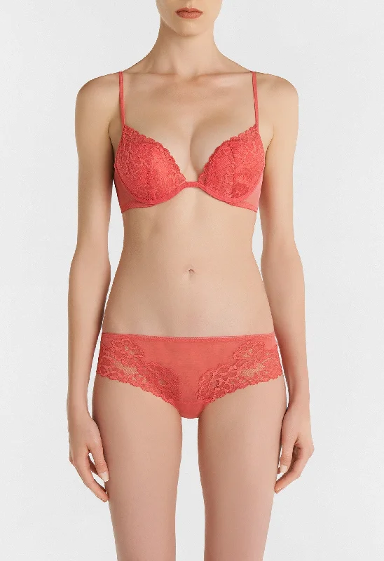 Women's Contemporary Apparel Coral Push up Bra in Stretch Tulle and Leavers Lace