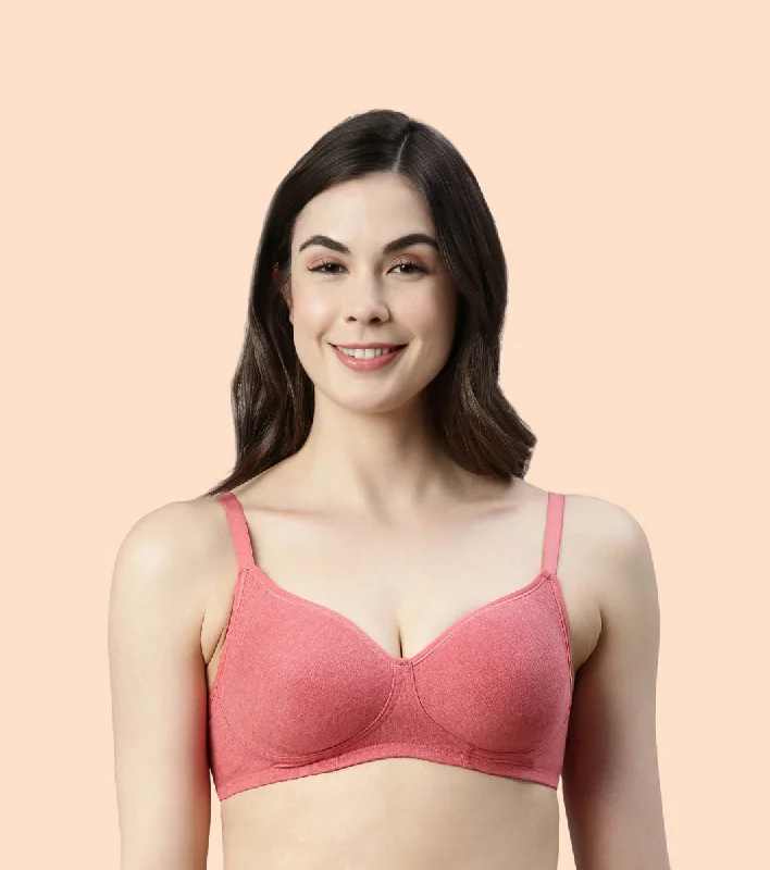 Women's Tops And Clothing Enamor Fab-Cool A042 Side Support Shaper  Stretch Cotton Everyday Bra for Women- High Coverage, Non Padded and Wirefree - Tomato Melange