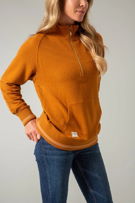 Women's Clothing For Work Kimes Ranch Womens Hazer Quarter Zip Work Wear Brown Cotton Blend Sweatshirt Women's Clothing For Work Kimes Ranch Womens Hazer Quarter Zip Work Wear Brown Cotton Blend Sweatshirt