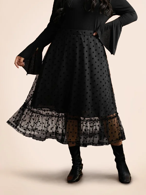 Casual Chic Clothing For Women Polka Dot Textured A-Line Midi Skirt