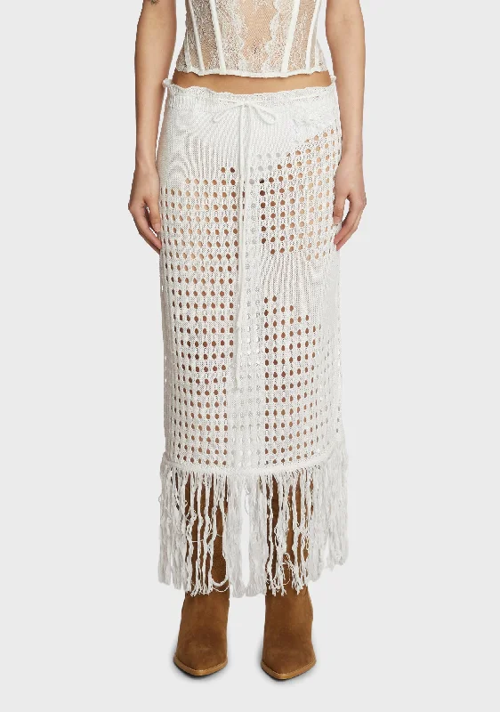 High-Fashion Women's Clothing Dream Weaver Crochet Skirt - White