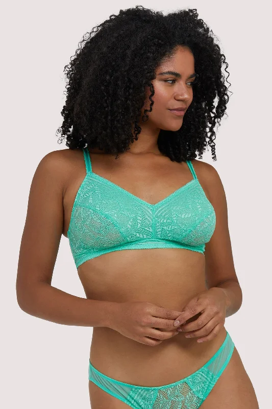 Women's Comfy Loungewear Outfit Emma Mint Green Lace Wireless Bra