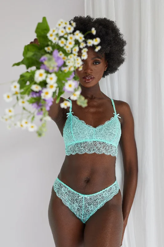 Women's Cozy Outfit For Lounging Ariana Mint Everyday Lace Bralette