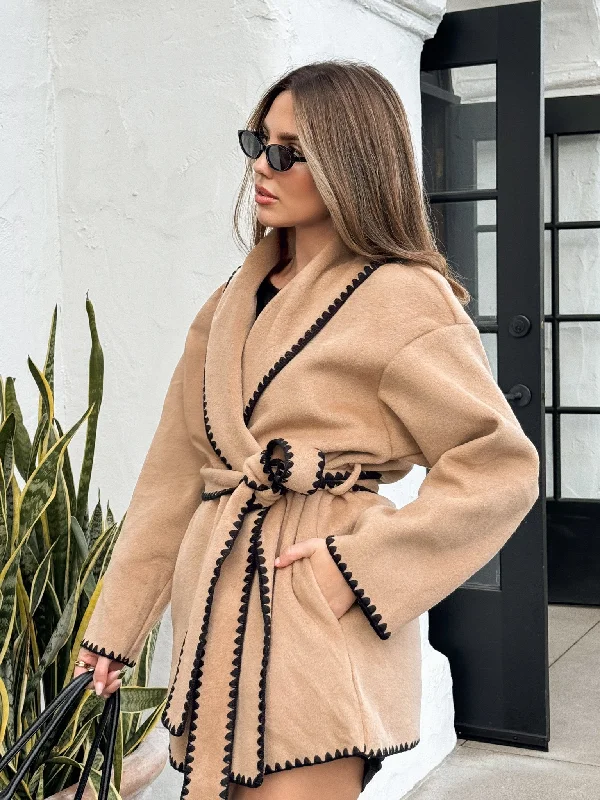 Women's Comfortable Lounge Attire Sneak Peek Blanket Coat