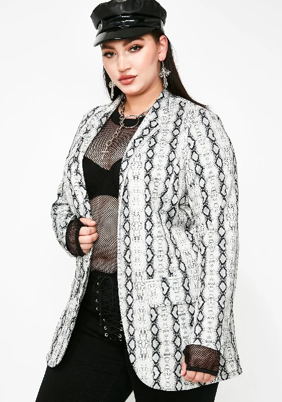 Women's Trendy Casual Outfit Miss Toxic Bite Snake Print Blazer