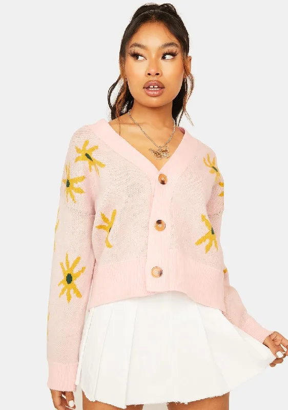 Casual Chic Women's Clothes Blush Watch Me Bloom Knit Cardigan