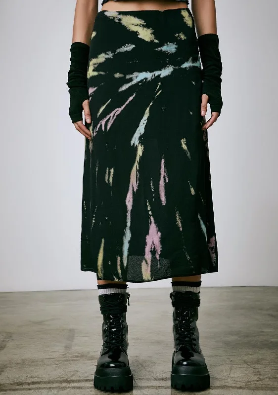 Women's Outerwear Apparel Twist Of Fate Tie Dye Midi Skirt