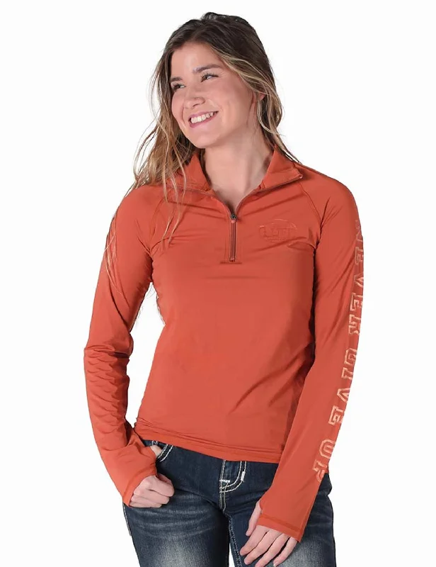 Women's Clothing For Everyday Wear Cowgirl Tuff Womens UPF Quarter Zip Rust Nylon Softshell Jacket Women's Clothing For Everyday Wear Cowgirl Tuff Womens UPF Quarter Zip Rust Nylon Softshell Jacket