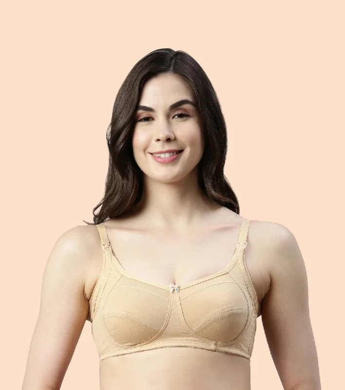 Casual Clothes For Women Enamor Eco-Melange MT02 Sectioned Lift and Support Cotton Nursing Bra for Women- High Coverage, Non Padded and Wirefree - Skin