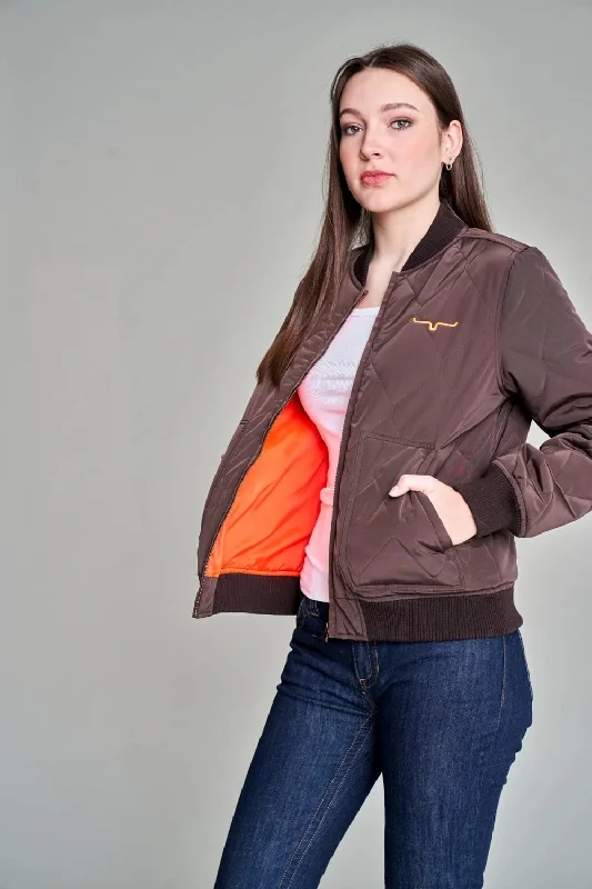Classic Clothes For Women Kimes Ranch Womens Marinos Bomber Brown Polyester Insulated Jacket Classic Clothes For Women Kimes Ranch Womens Marinos Bomber Brown Polyester Insulated Jacket