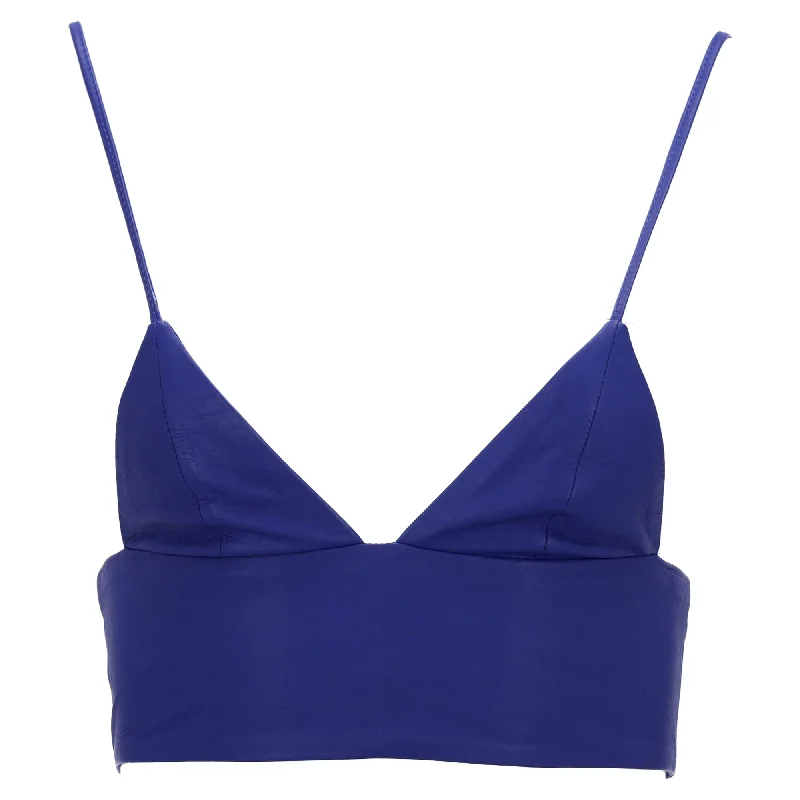 Women's Workout Clothing T by Alexander Wang Bustier Top in Blue Leather