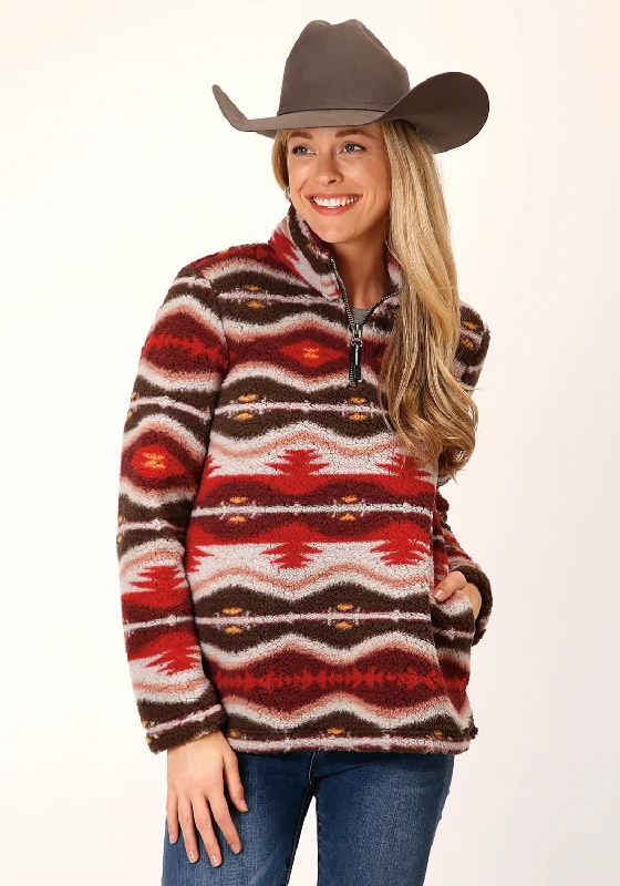 Women's Timeless Attire Roper Womens Blanket Aztec Polar Multi-Color Fleece Fleece Jacket Women's Timeless Attire Roper Womens Blanket Aztec Polar Multi-Color Fleece Fleece Jacket