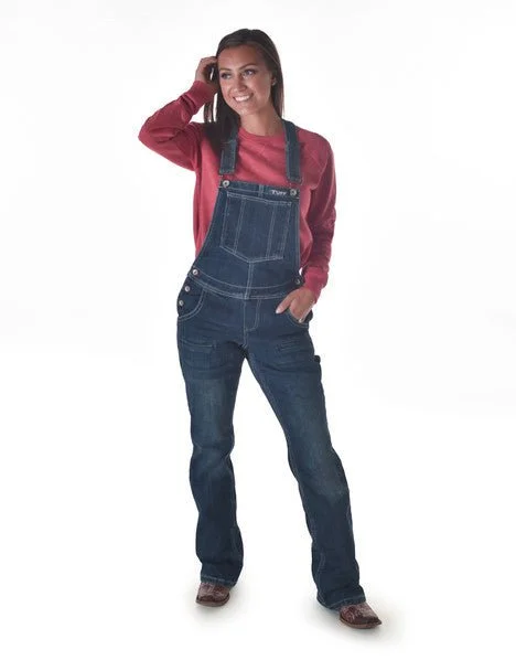 Women's Tailored Outfit Cowgirl Tuff Womens Double Down Flannel Dark Wash Cotton Blend Bib Overall Women's Tailored Outfit Cowgirl Tuff Womens Double Down Flannel Dark Wash Cotton Blend Bib Overall