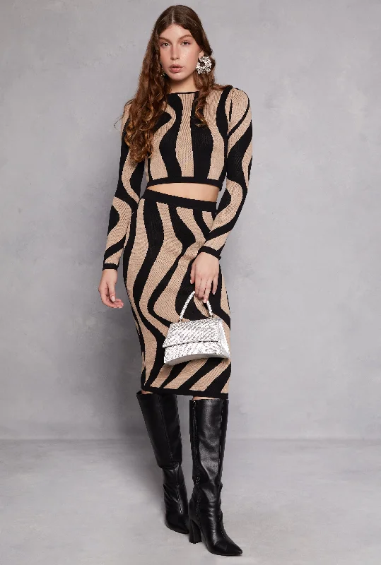 Women's Elegant Apparel Patterned Midi Skirt