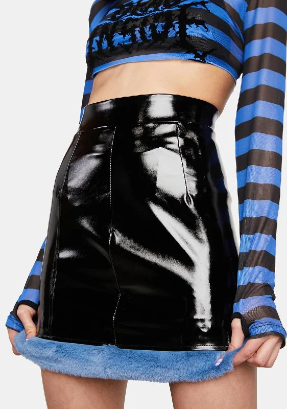 Women's Holiday Apparel Top Crush Fur Trim Mini Skirt