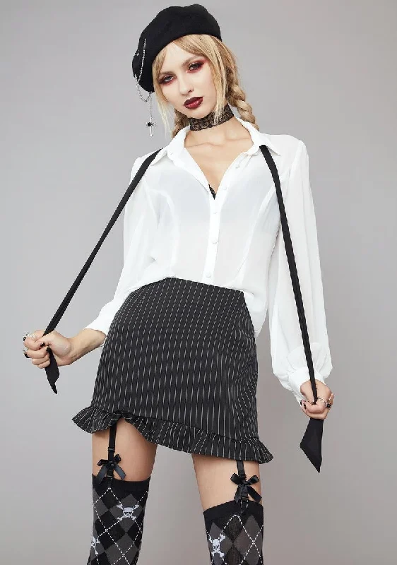 Women's Vintage Garments Bad Impression Pinstripe Garter Skirt