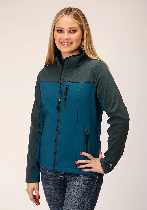 Women's Comfortable Lounge Outfit Roper Womens Zip Green/Grey Polyester Softshell Jacket Women's Comfortable Lounge Outfit Roper Womens Zip Green/Grey Polyester Softshell Jacket