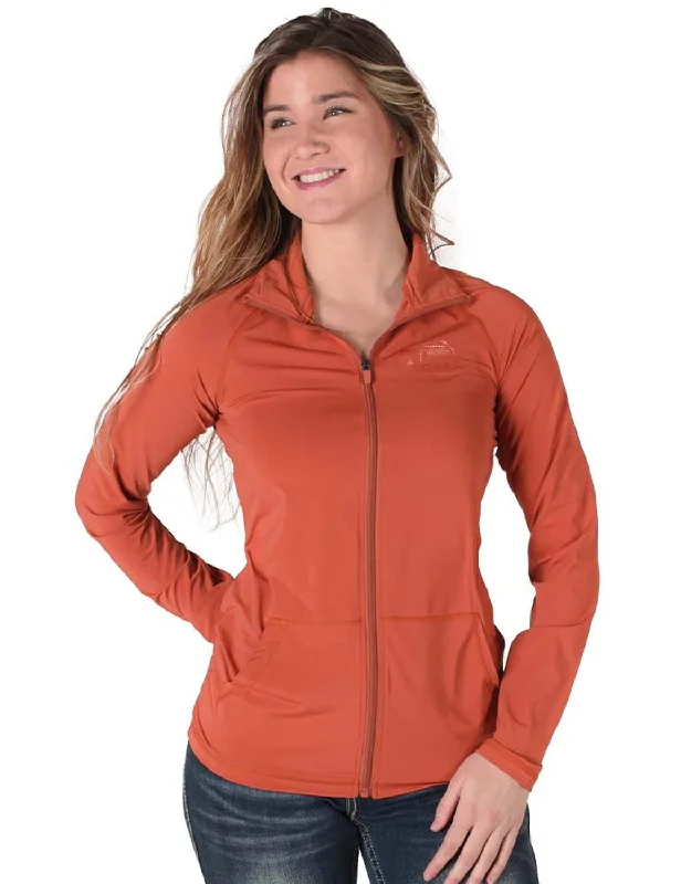 Vintage-Inspired Women's Clothes Cowgirl Tuff Womens Full Zip Cadet UPF Rust Nylon Softshell Jacket Vintage-Inspired Women's Clothes Cowgirl Tuff Womens Full Zip Cadet UPF Rust Nylon Softshell Jacket