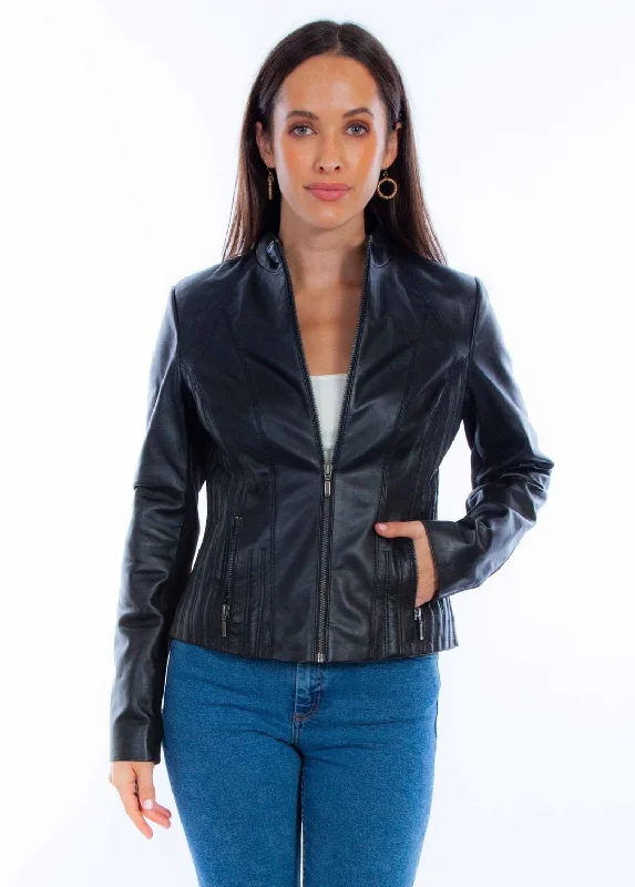 Women's High-Fashion Clothes Scully Womens Ribbed Motorcycle Black Lamb Leather Leather Jacket Women's High-Fashion Clothes Scully Womens Ribbed Motorcycle Black Lamb Leather Leather Jacket