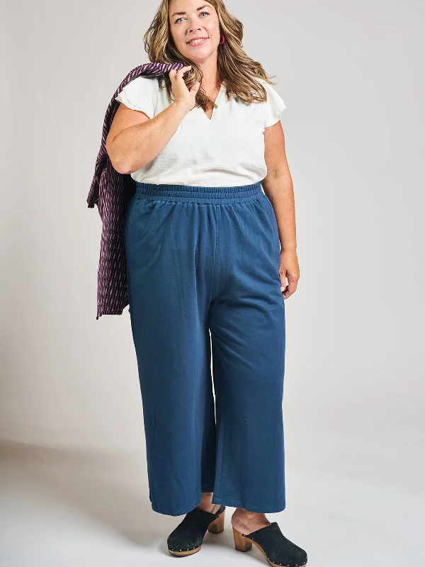 Charming Women's Clothes For Special Events Fae Wide Leg Plus Size Pant - Loop Knit Blue