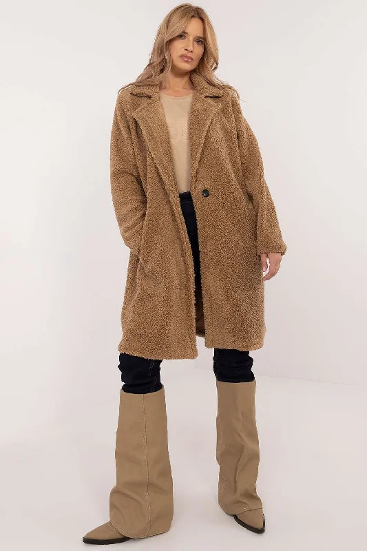 Women's Holiday Attire Italy Moda Shearling Teddy Winter Coat