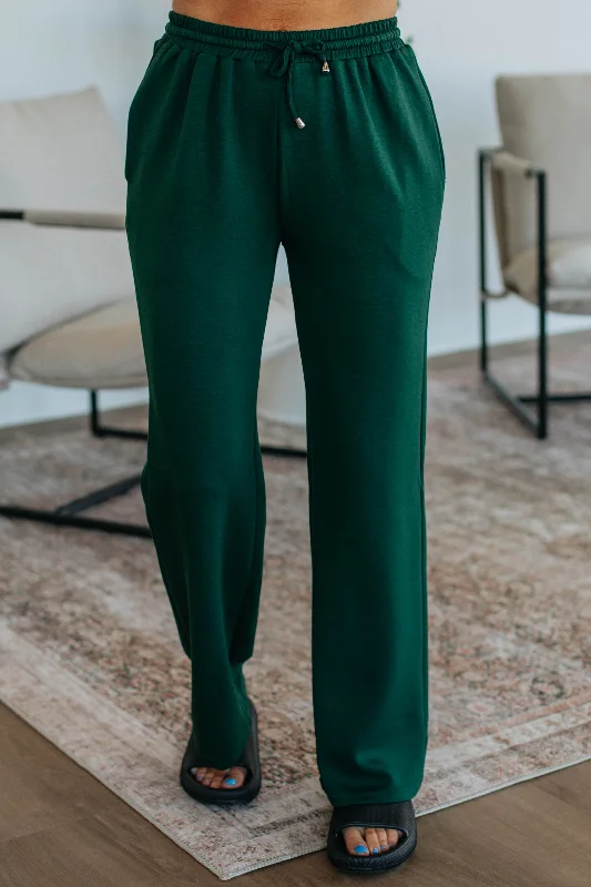 Fashion-Forward Women's Clothing Leave Me To Lounge Pants - Hunter Green