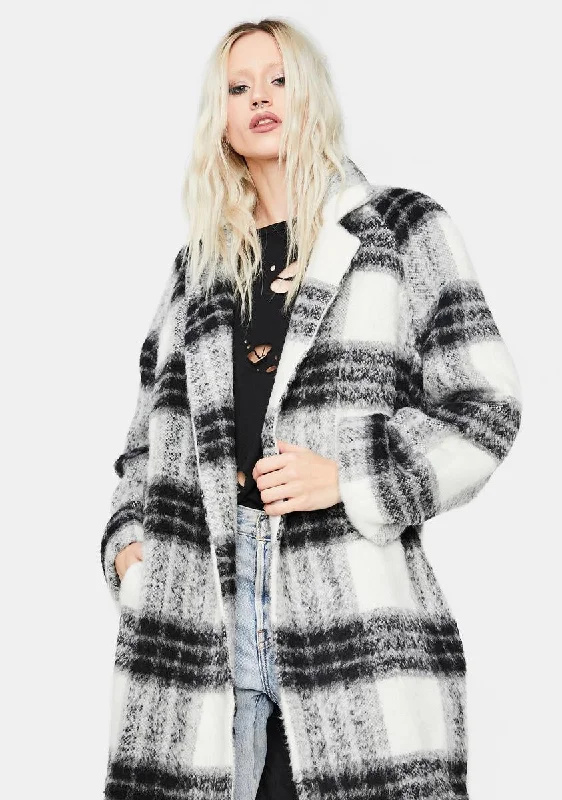 Women's Chic Outerwear Outfit Top Of The Class Plaid Wool Coat