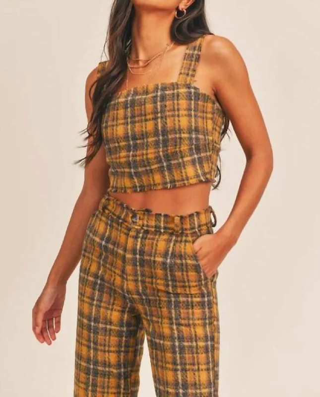 Women's Attire Kara Plaid Bustier Top In Marigold