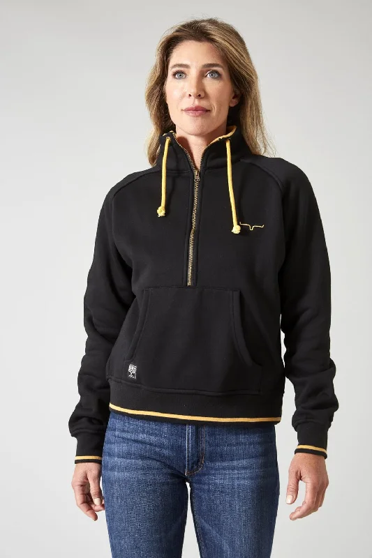 Women's Clothes For Outdoor Events Kimes Ranch Womens Malta Cropped Quarter Zip Black Cotton Blend Sweatshirt Women's Clothes For Outdoor Events Kimes Ranch Womens Malta Cropped Quarter Zip Black Cotton Blend Sweatshirt