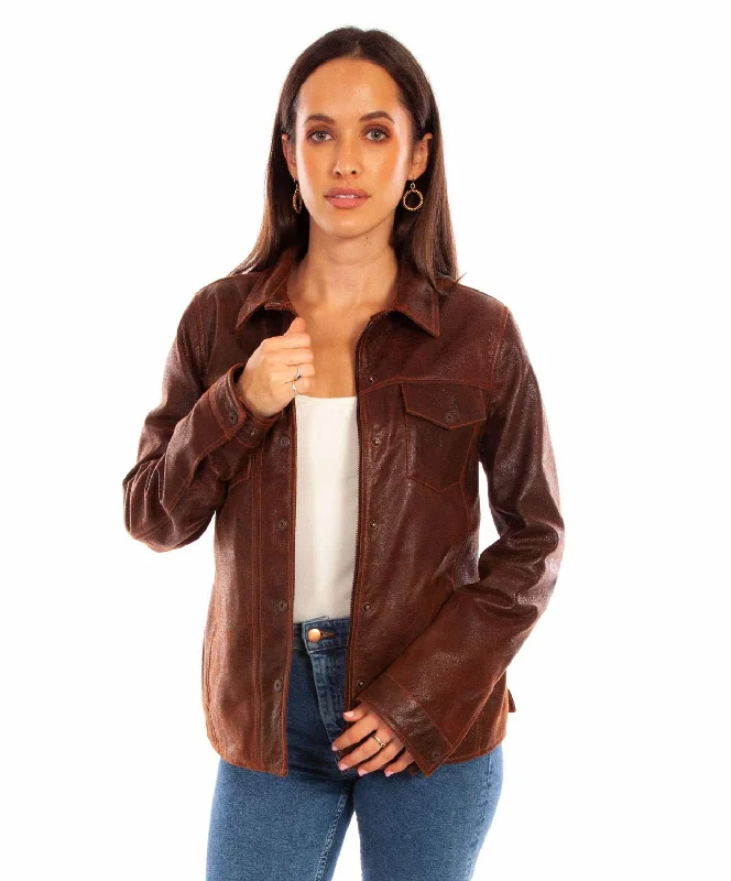 Women's Clothing For Everyday Wear Scully Womens Western Snap Front Brown Leather Leather Jacket Women's Clothing For Everyday Wear Scully Womens Western Snap Front Brown Leather Leather Jacket