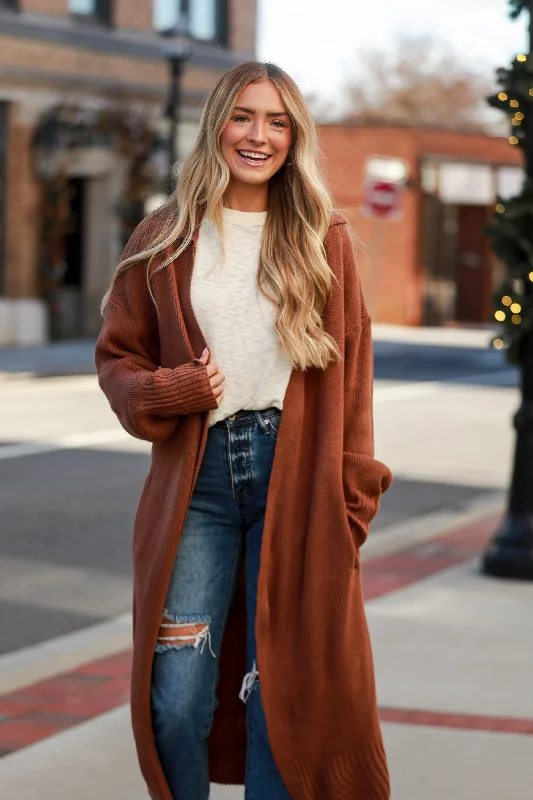 Women's Clothes And Garments FINAL SALE - Chilly Day Charm Mocha Longline Sweater Cardigan Women's Clothes And Garments FINAL SALE - Chilly Day Charm Mocha Longline Sweater Cardigan