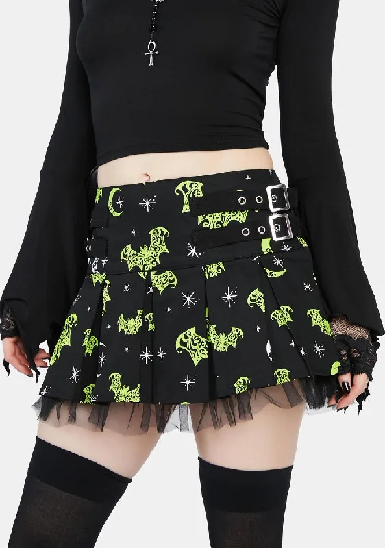 Women's Casual Apparel Nocturnal Behavior Pleated Skirt